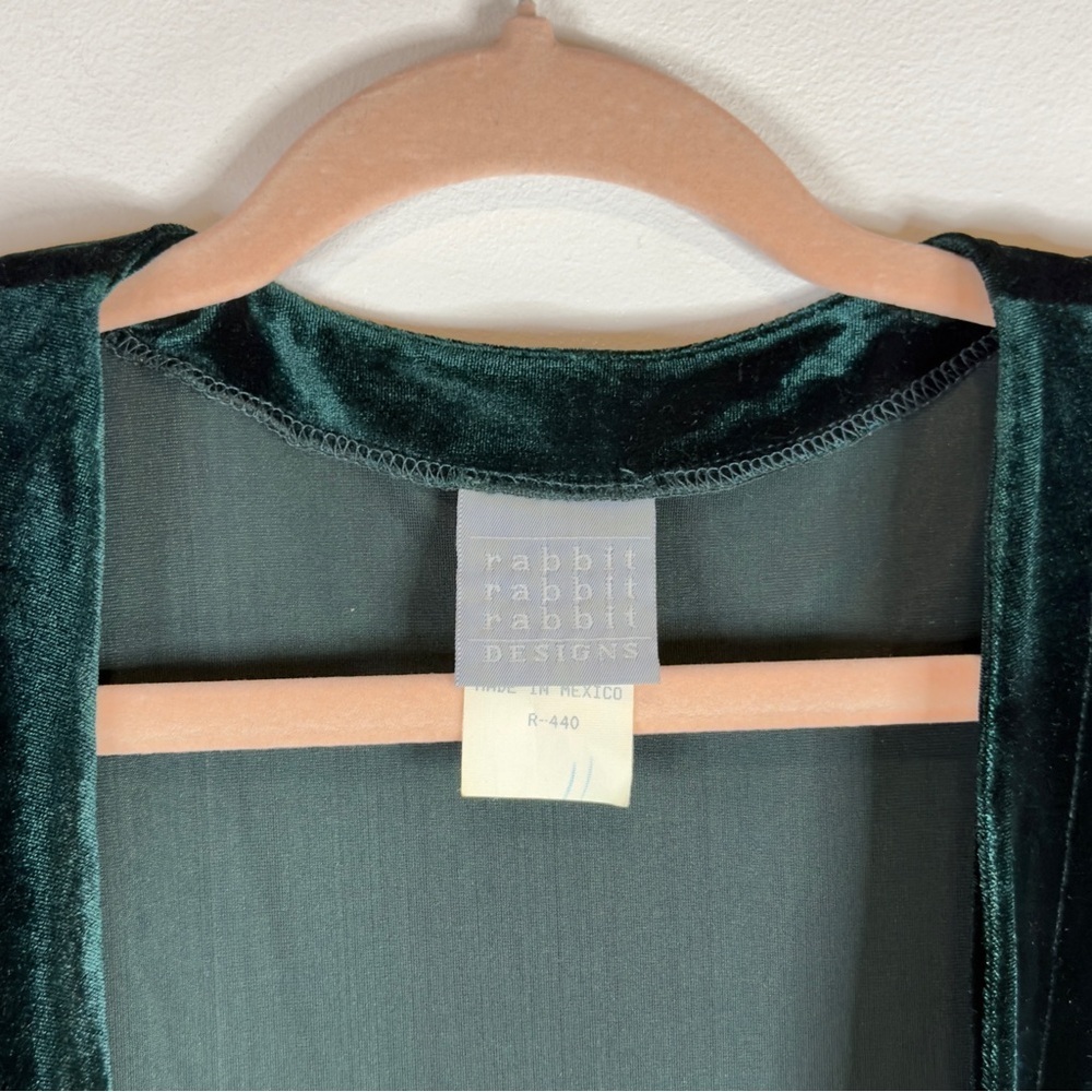 Vintage 90s Rabbit Rabbit Designs Dark Green Velvet - 12M NWT - Picture 5 of 12